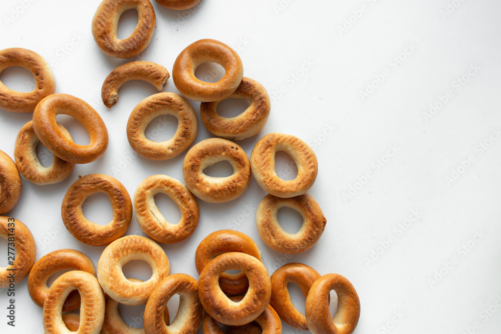 Pile of crispy cracknels isolated on white background Pile of crispy cracknels isolated on white background