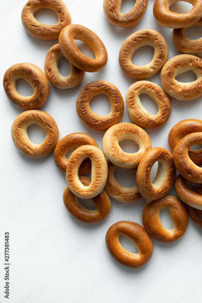 Pile of crispy cracknels isolated on white background Pile of crispy cracknels isolated on white background