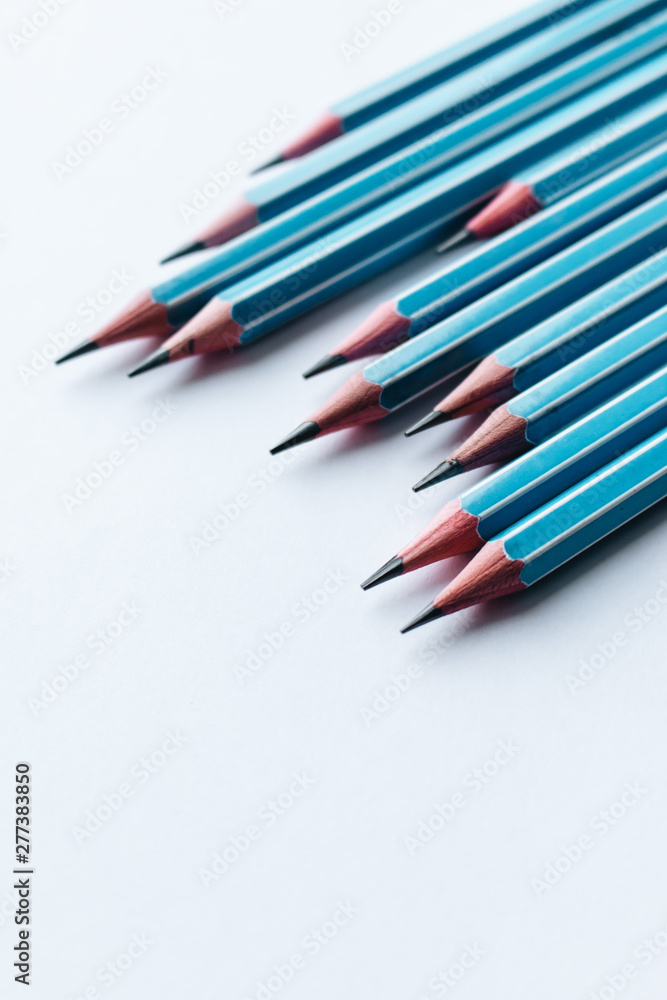 Composition of pencils on white background Composition of pencils on white background