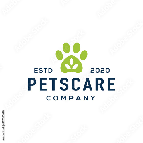 Pets care logo design vector.