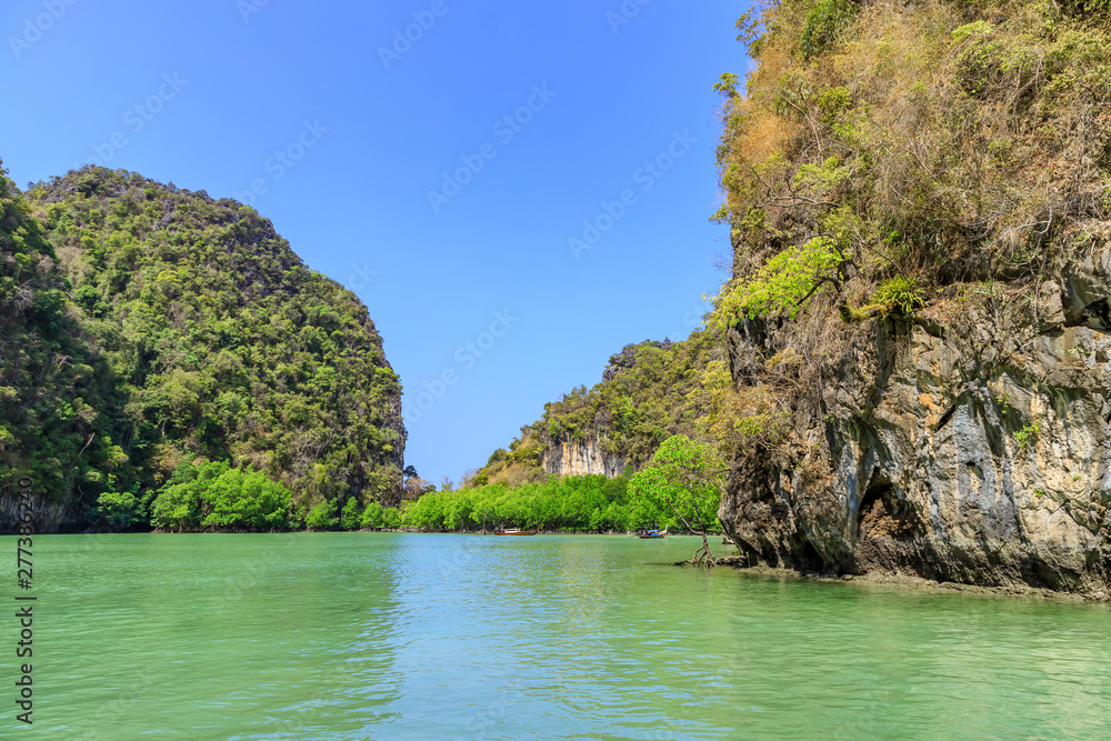 Lagoon bay with emerald green water in Koh Hong Island, Andaman sea at Krabi, Thailand Lagoon bay with emerald green water in Koh Hong Island, Andaman sea at Krabi, Thailand