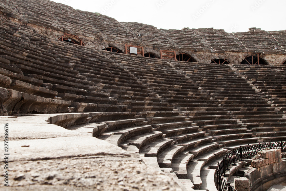 Side ancient city amphitheater in Antalya, Turkey