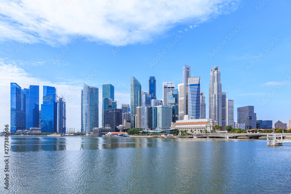 Marina Bay and Financial district with skyscrapers office business building, Singapore