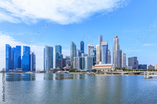 Marina Bay and Financial district with skyscrapers office business building  Singapore