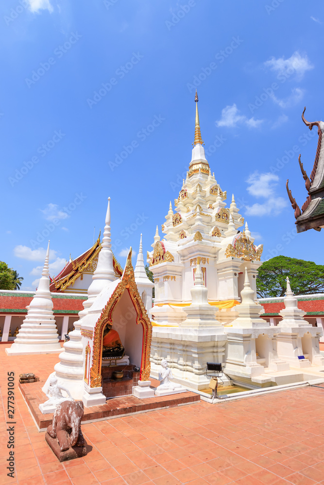 Fototapeta premium Buddha relic pagoda stupa at Wat Phra Borommathat Chaiya Worawihan, Surat Thani