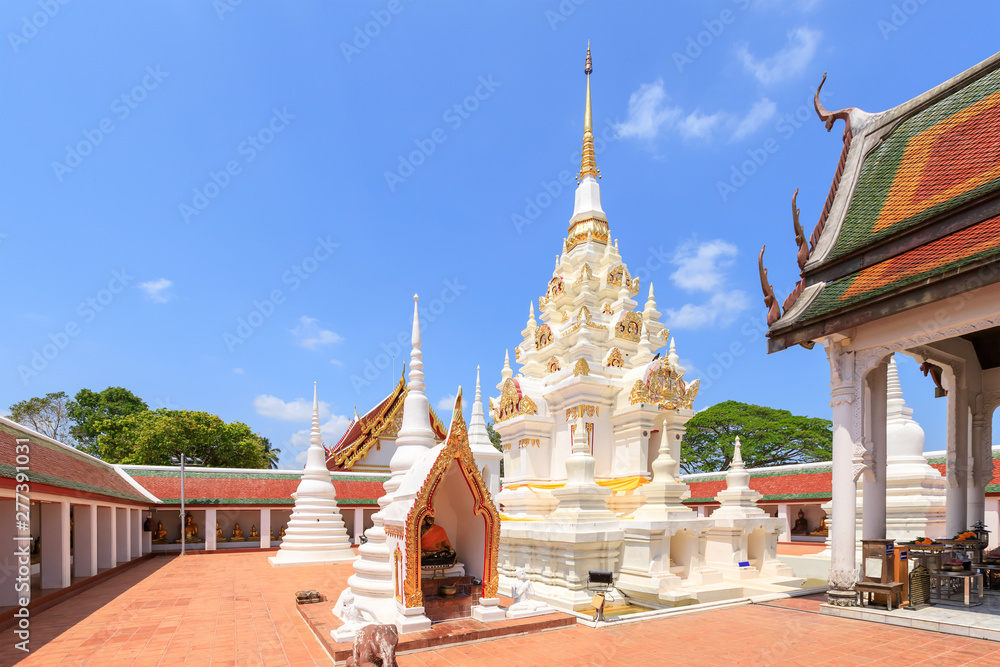 Fototapeta premium Buddha relic pagoda stupa at Wat Phra Borommathat Chaiya Worawihan, Surat Thani