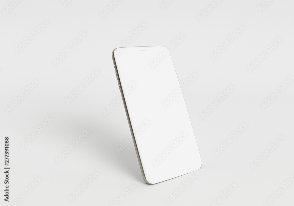 3d render illustration hand holding the white smartphone with full screen and modern frame less design - isolated on white background 3d render illustration hand holding the white smartphone with full screen and modern frame less design - isolated on white background