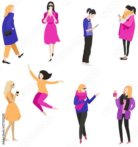 Vector illustration People Women Trendy style and colors Isolated objects