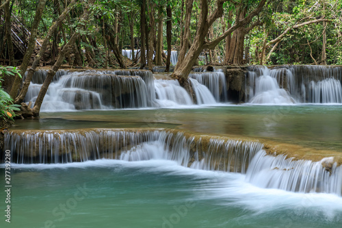 Huai Mae Khamin Waterfall tier 2, Khuean Srinagarindra National Park, Kanchanaburi, Thailand © wirojsid