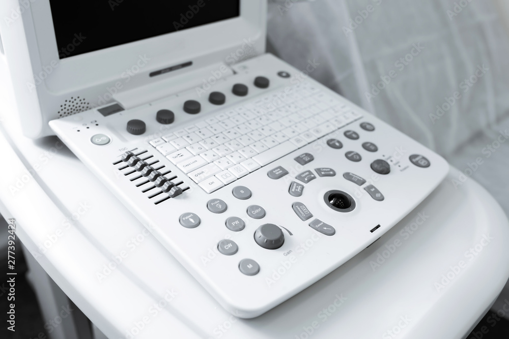 ultrasound machine close-up in a bright office clinic ultrasound machine close-up in a bright office clinic