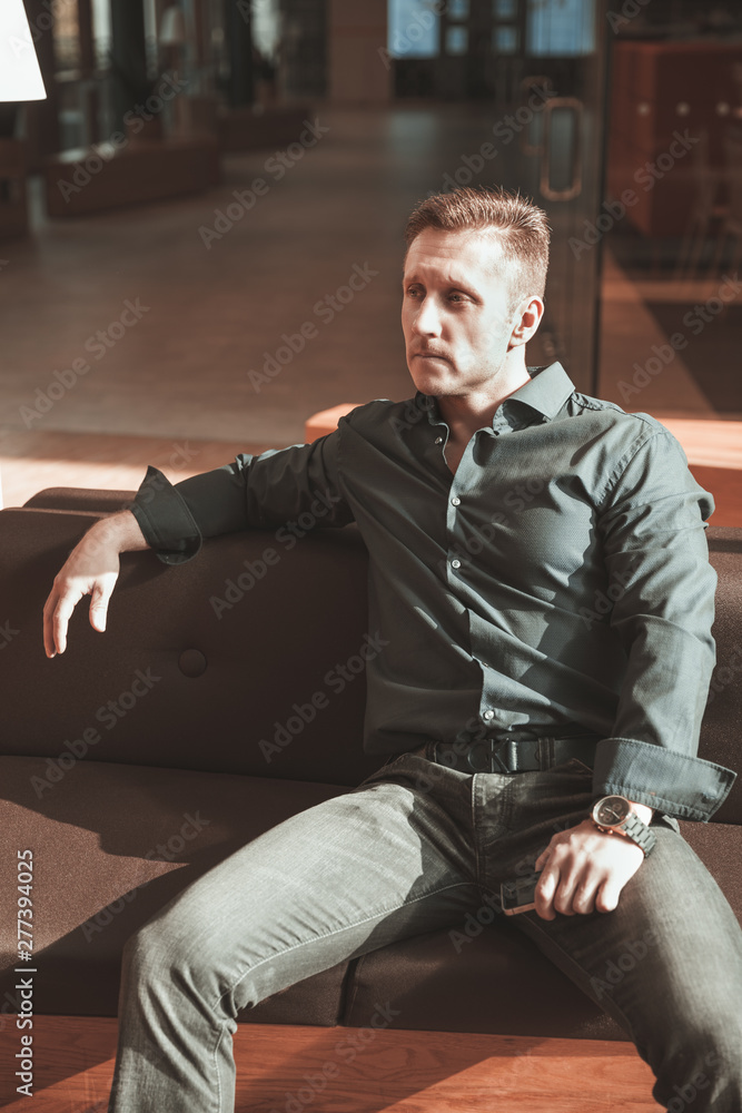 Business man in black shirt portrait Business man in black shirt portrait
