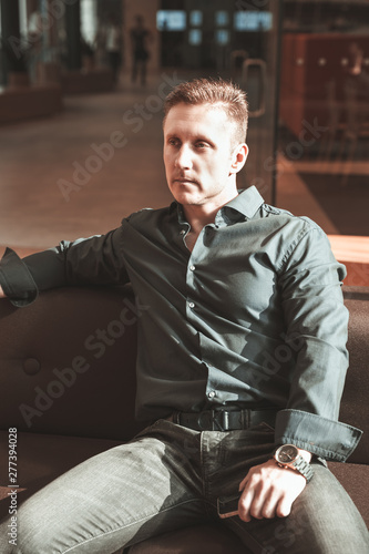 Business man in black shirt portrait
