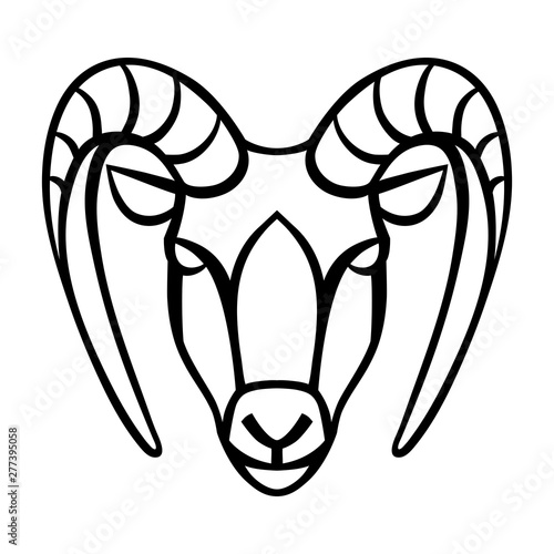 Capricorn zodiac sign, black horoscope symbol.