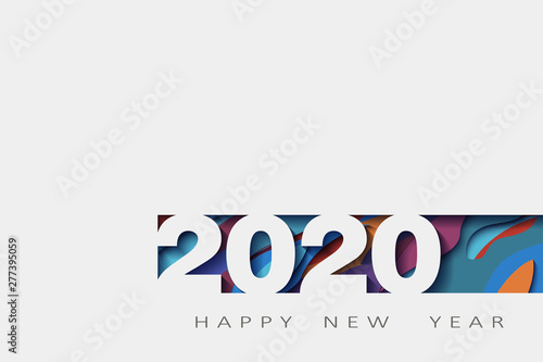2020 happy new year, abstract design 3d, illustration,Layered realistic, for banners, posters flyers