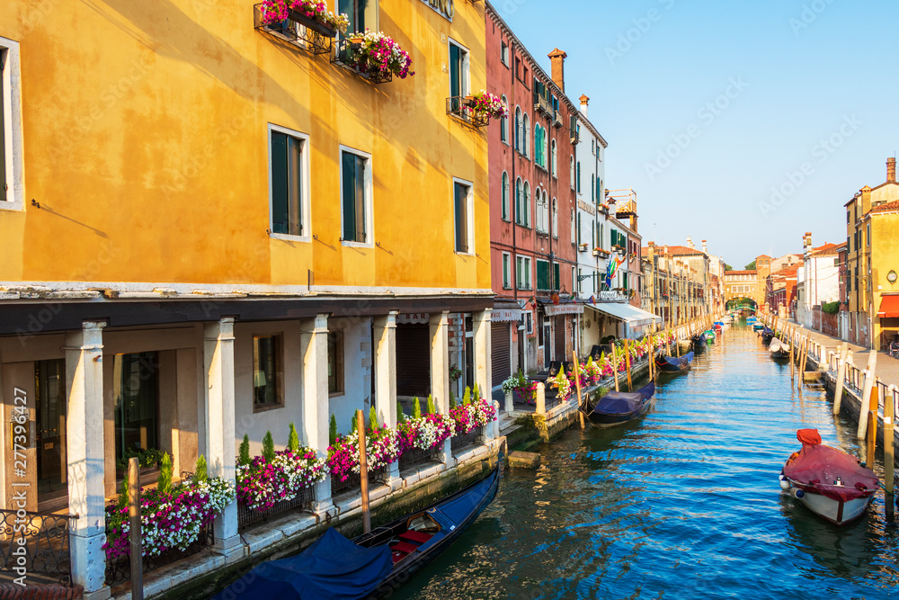Background of Venice canal belong the colorful building in summer season. 