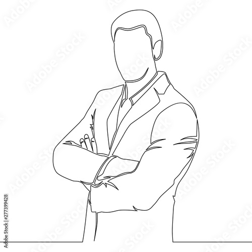 One line drawing broker standing concept