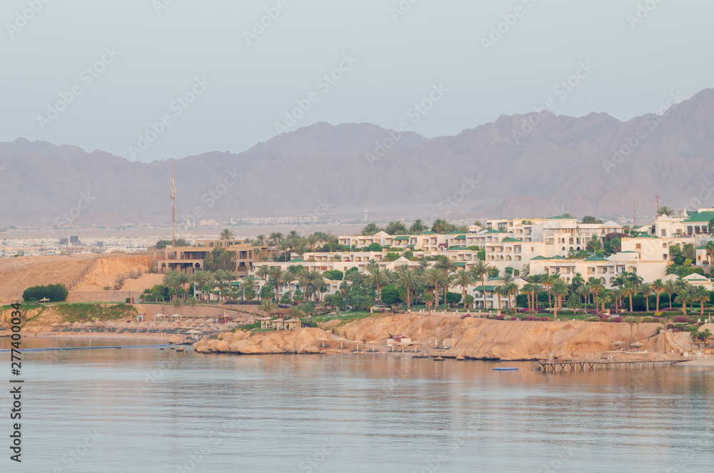 Resort hotels on a background of mountains, Sharm el-Sheikh, Egypt