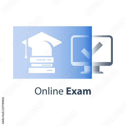 Training course, graduation hat, higher education, scholarship concept, vector illustration