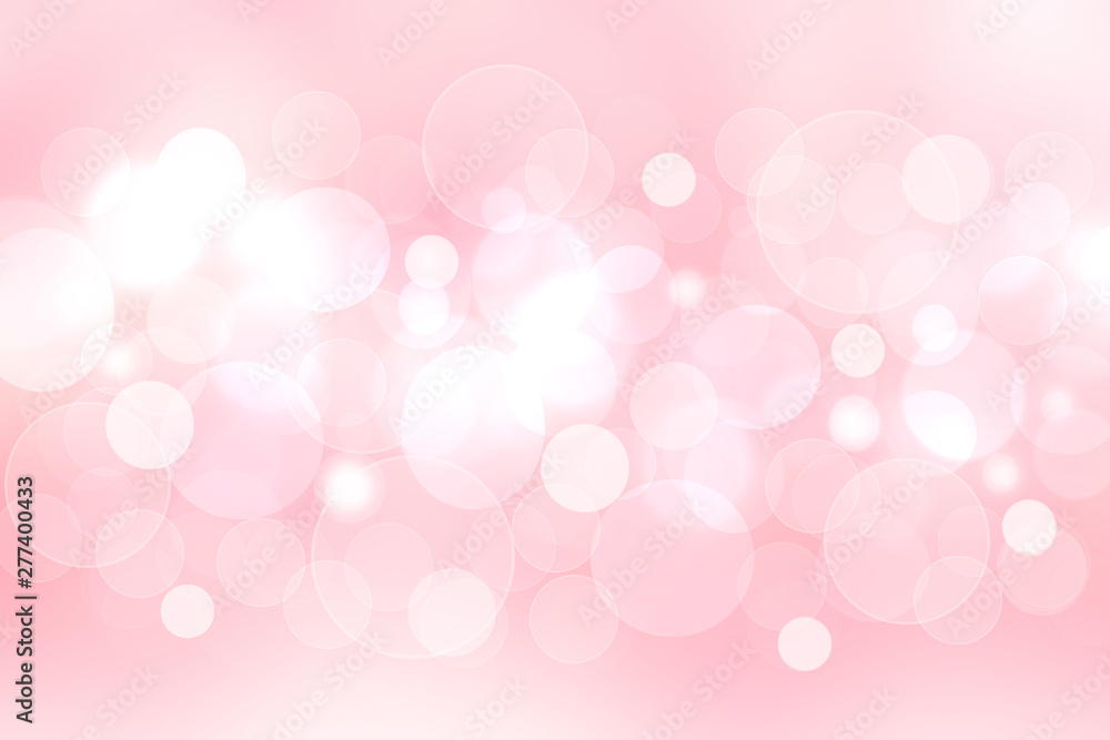 Abstract blurred vivid spring summer light delicate pastel pink bokeh background texture with bright soft color circles. Space for your text. Beautiful backdrop illustration.