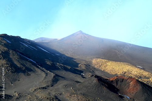 Primo piano dei crateri sommitali dell' etna vista da Nicolosi photo