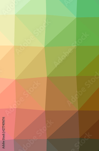 Illustration of abstract Green  Orange  Yellow vertical low poly background. Beautiful polygon design pattern.