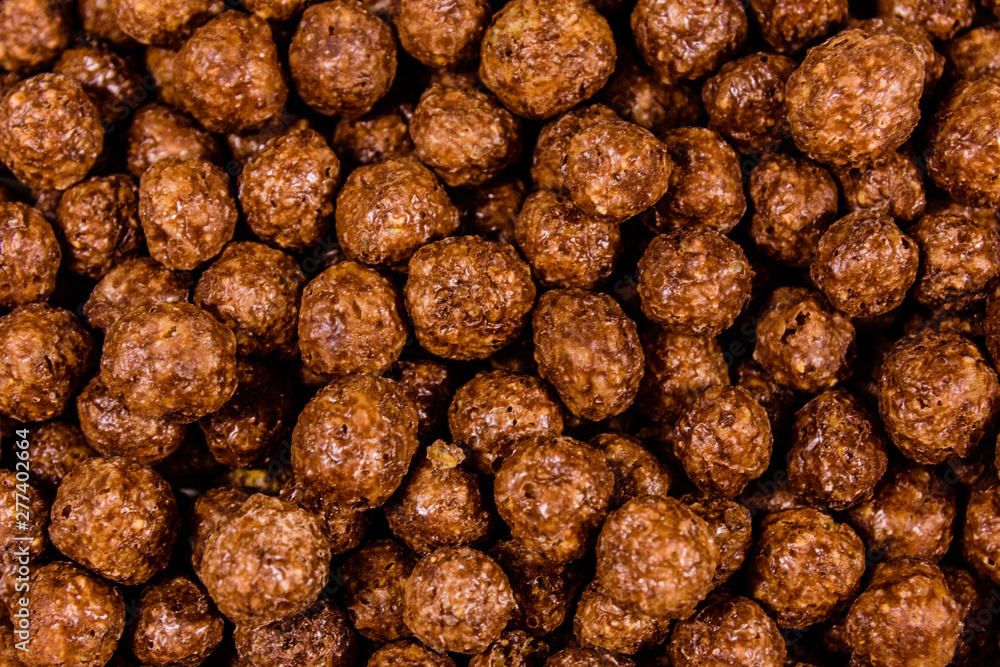 Texture of chocolate cereal balls for the background Texture of chocolate cereal balls for the background