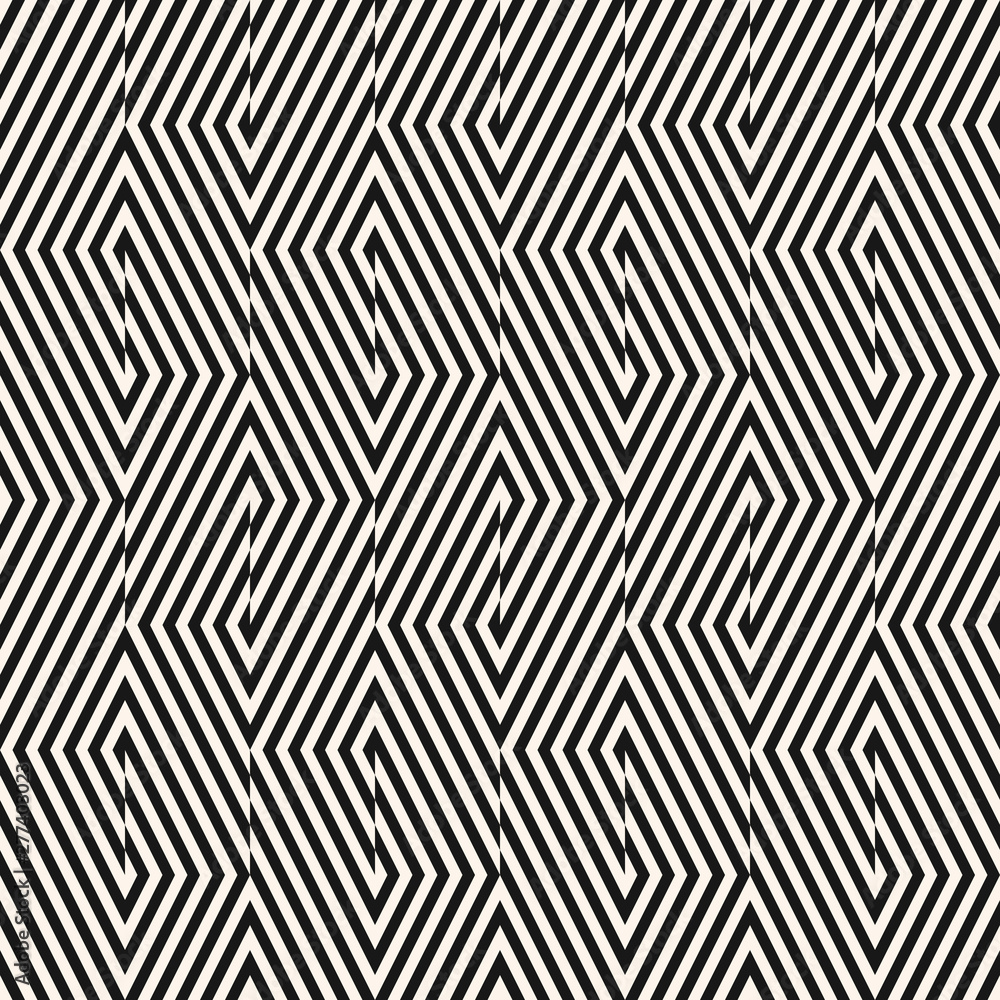 Vector geometric seamless pattern with stripes, broken lines, chevron, zigzag