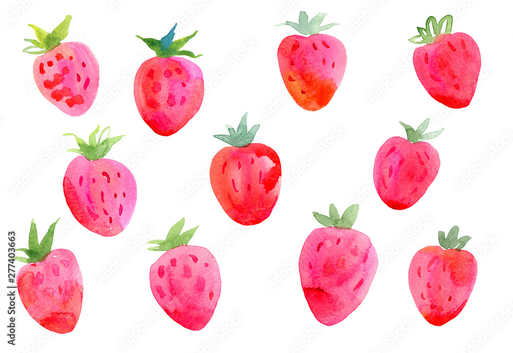 Watercolor strawberry. Hand drawn illustration Watercolor strawberry. Hand drawn illustration