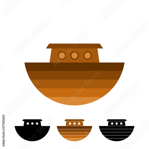 Logo of Noah's Ark. Ship to rescue animals and people from the Flood. Biblical illustration.