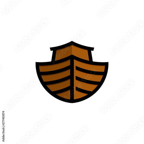 Logo of Noah's Ark. Ship to rescue animals and people from the Flood. Biblical illustration.