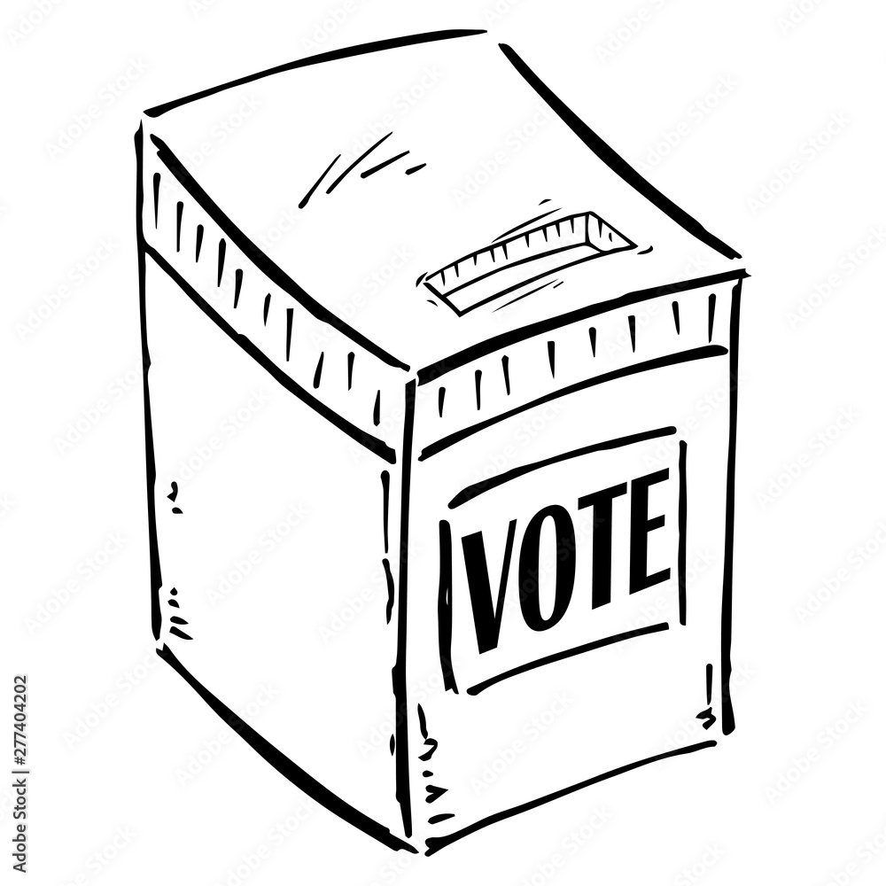 Ballot box icon. Vector illustration of a ballot box with a vote inscription. Ballot box elections hand drawn. Ballot box icon. Vector illustration of a ballot box with a vote inscription. Ballot box elections hand drawn.