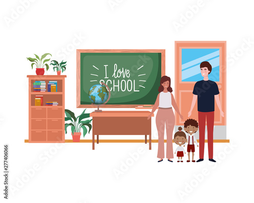 couple of parents with children avatar character