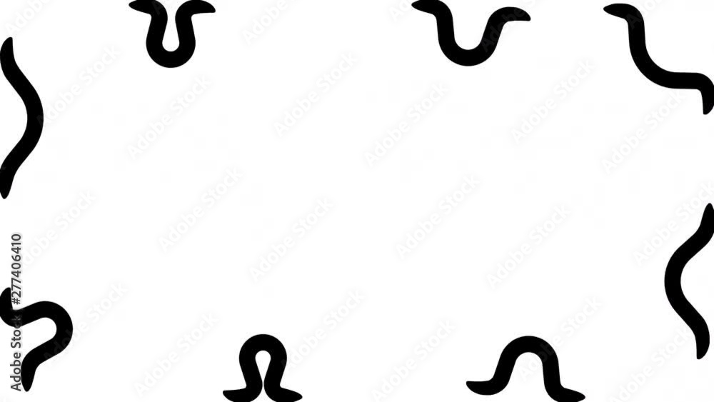 A lot of black silhouettes of worms crawling around the edge of the screen. Seamless loop 3D animation on white background. A lot of black silhouettes of worms crawling around the edge of the screen. Seamless loop 3D animation on white background.
