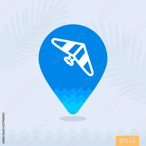 Hang Glider pin map icon. Summer. Vacation