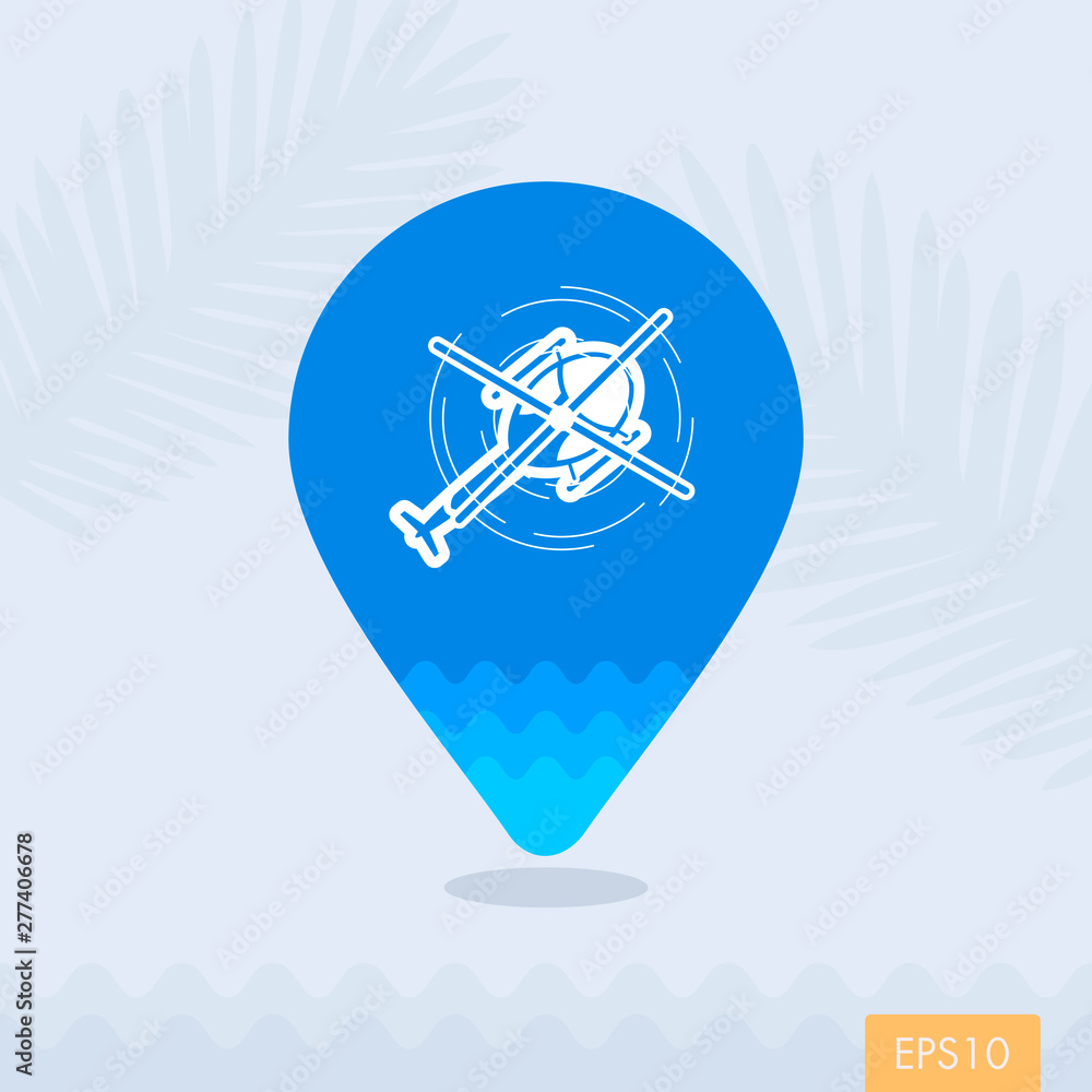 Helicopter pin map icon. Summer. Vacation