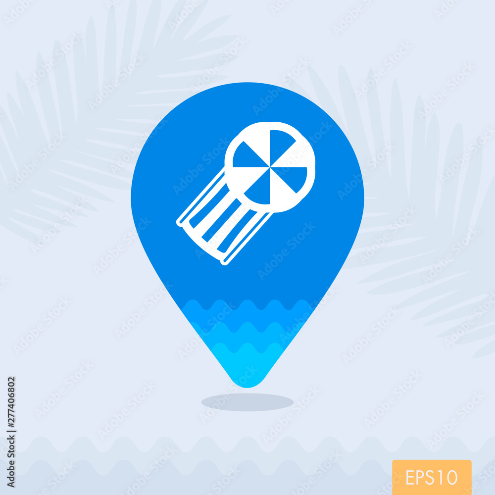 Beach chaise lounge with umbrella pin map icon Beach chaise lounge with umbrella pin map icon