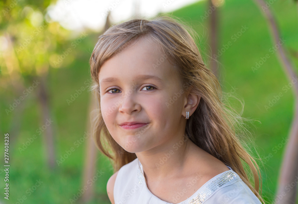 little girl face, green background, close up little girl face, green background, close up