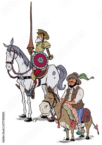 Φωτογραφία Don Quixote and Sancho Panza on White