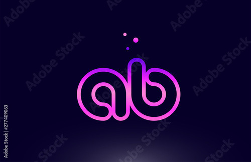 ab a b pink blue alphabet letter combination logo icon design