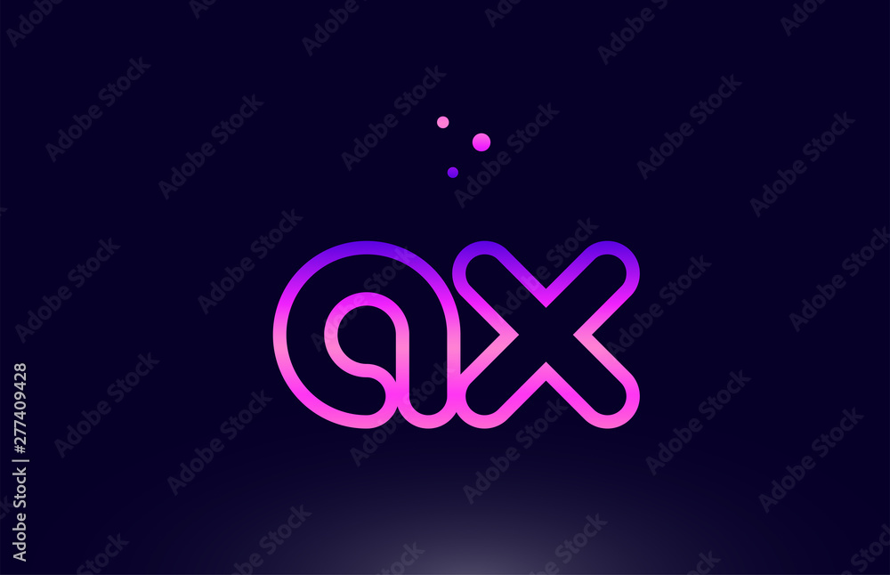 ax a x pink blue alphabet letter combination logo icon design