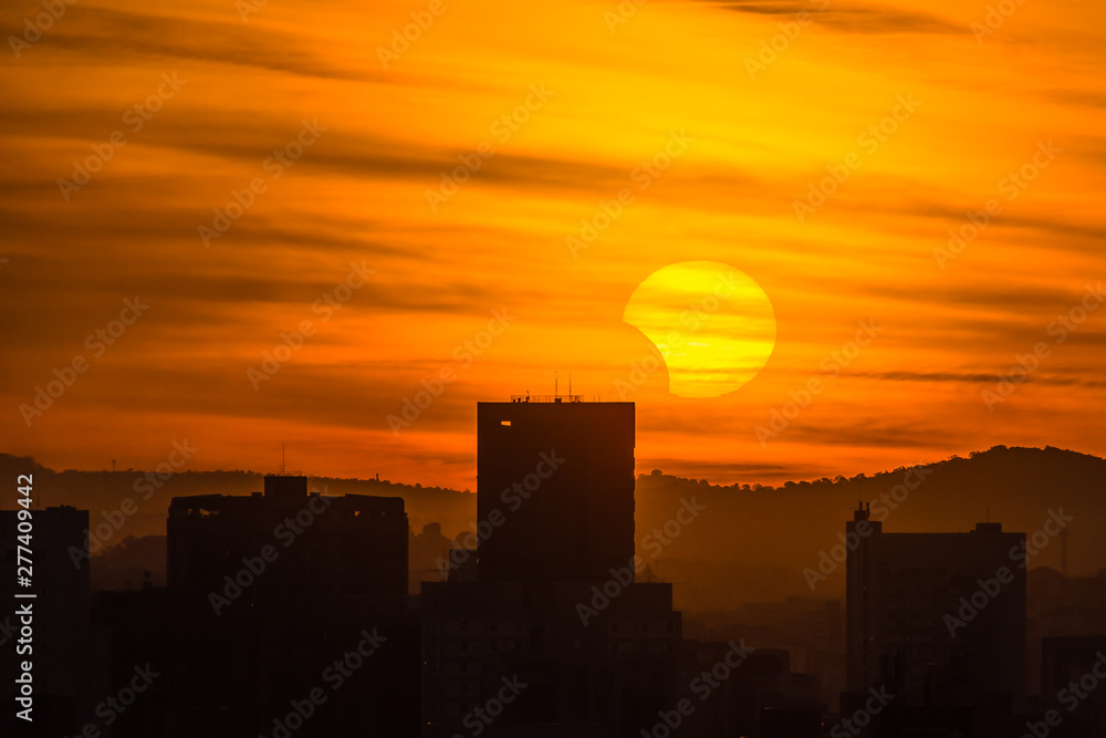 Belo Horizonte/Minas Gerais/Brazil - July 02nd 2019: Partial Solar Eclipse (12% observation) seen from Belvedere in Amilcar Vianna Martins Professor Park, Cruzeiro District