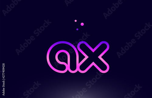 ax a x pink blue alphabet letter combination logo icon design