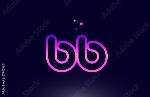 bb b b pink blue alphabet letter combination logo icon design