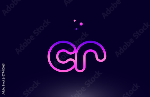 cr c r pink blue alphabet letter combination logo icon design