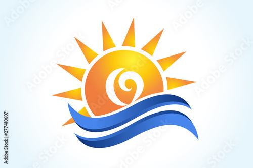 Logo sun waves tropical symbol