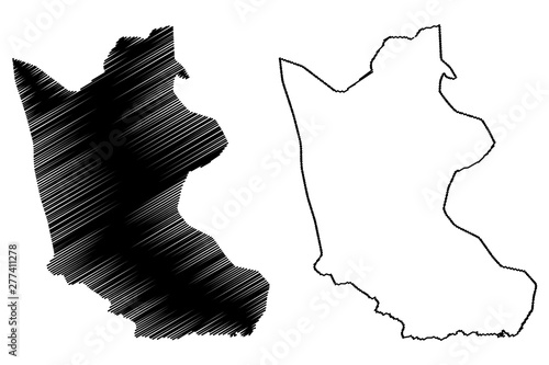 Kratie Province (Kingdom of Cambodia, Kampuchea, Provinces of Cambodia) map vector illustration, scribble sketch Kraches map