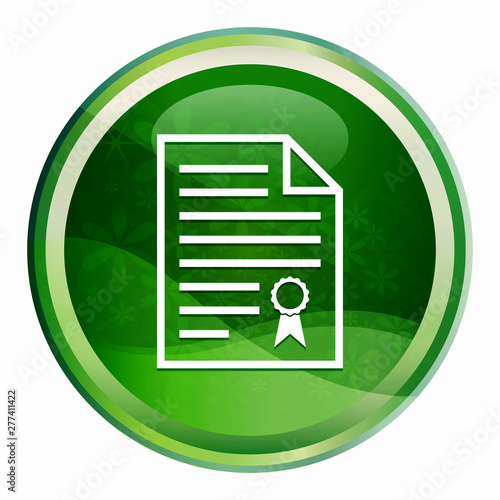 Photography Certificate paper icon Natural Green Round Button