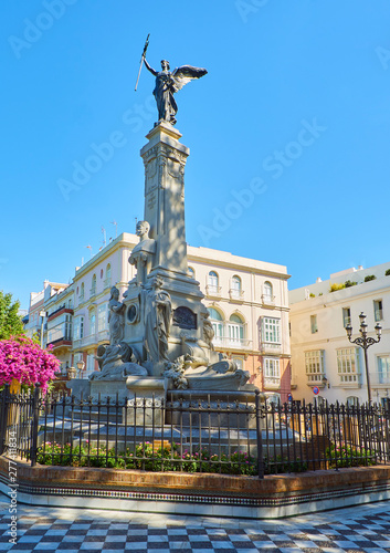 Monumento to Marques de Comillas Marquis in the Jardines de Alameda Apodaca Gardens. Cadiz, Andalusia, Spain.
