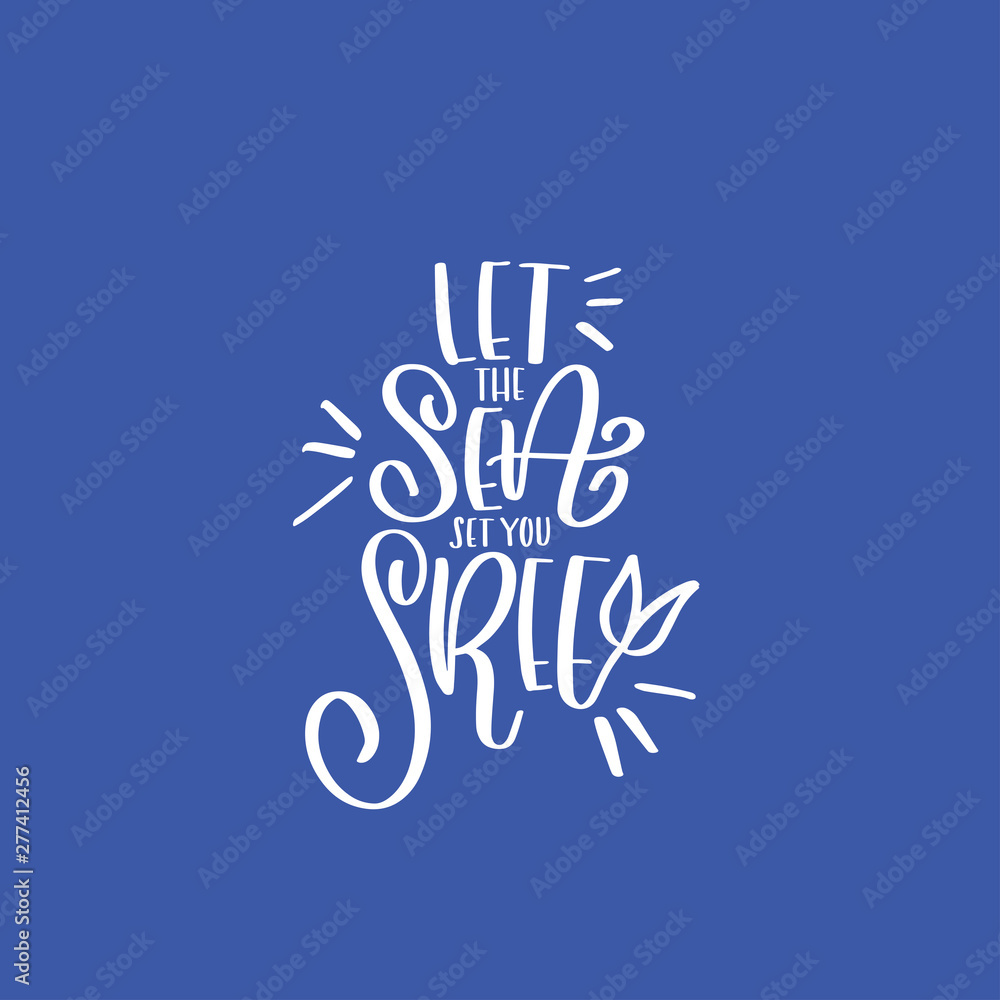 Obraz premium Summer mermaid lettering quote hand drawn poster