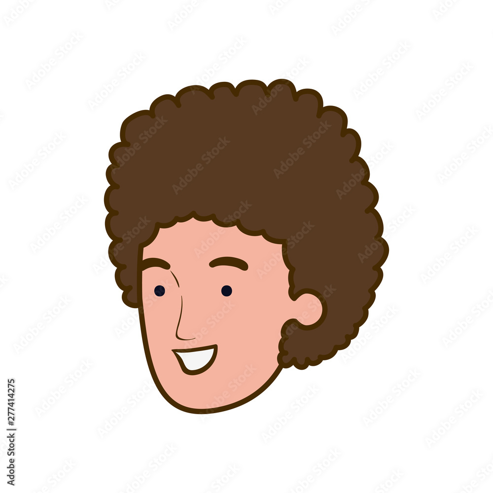 head of young man smiling on white background head of young man smiling on white background